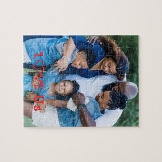 「愛する私たち」家族の写真それをパーソナライズ ジグソーパズル (横)