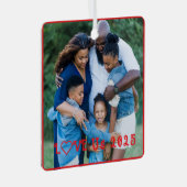 「愛する私たち」家族の写真それをパーソナライズ メタルオーナメント (正面右)