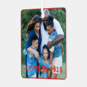 「愛する私たち」家族の写真それをパーソナライズ メタルオーナメント (正面左)