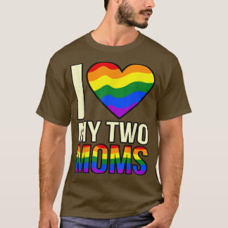 愛する私の2つのママLGBTQレズビアンプライド月下支え Tシャツ