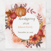 愛する秋の感謝祭 ワインラベル (シングルラベル)