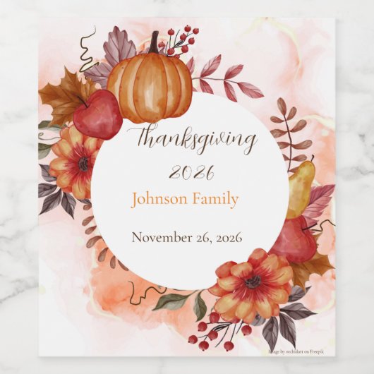 愛する秋の感謝祭 ワインラベル (シングルラベル)