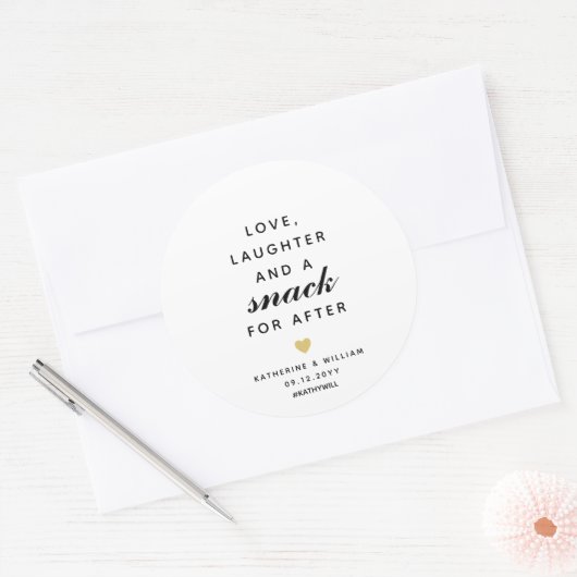愛する笑いとアフターのおやつの結婚式の引き出物 ラウンドシール (封筒)