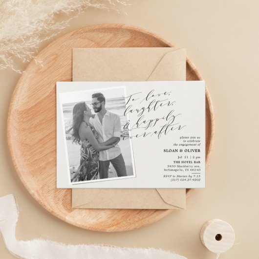愛する笑い引用文写真婚約パーティ 招待状