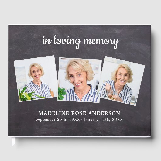 愛する素朴記憶3写真悔やみや弔慰葬儀 ゲストブック (正面)