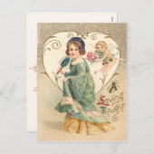 愛する考えヴィンテージバレンタインデー シーズンポストカード (正面/裏面)