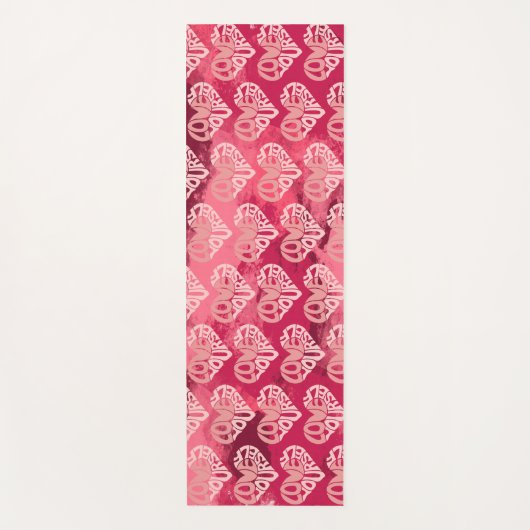 愛する自分自身2トーンピンクのハート語 ヨガマット (正面)