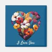 愛する花ハート磁石 マグネット (正面)