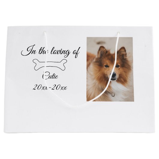 愛する記念碑の葬儀を追加ペット名photo ラージペーパーバッグ (正面)