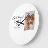 愛する記念碑の葬儀を追加ペット名photo ラージ壁時計 (傾斜)