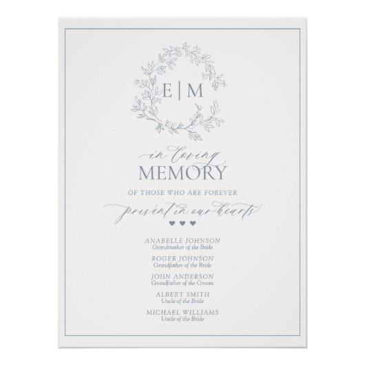 愛する記憶でほこりっぽい青い葉のクレストモノグラム ポスター (正面)