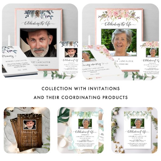 愛する記憶でネイビーブルー素朴フローラ葬儀 ゲストブック