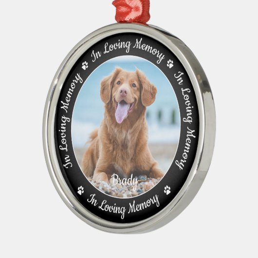 愛する記憶でペットの損失の写真ペット記念碑 メタルオーナメント (左)