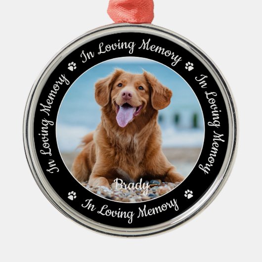 愛する記憶でペットの損失の写真ペット記念碑 メタルオーナメント (正面)