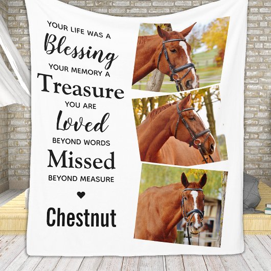 愛する記憶でペット記念カスタム3写真 フリースブランケット