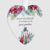 愛する記憶でポインセチア提灯のハートの形 オーナメント (正面)