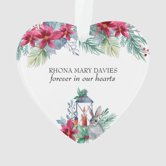 愛する記憶でポインセチア提灯のハートの形 オーナメント (裏面)