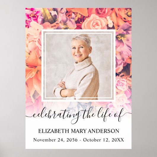 愛する記憶で明るい花のパターンの写真 ポスター (正面)