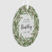 愛する記憶で松のリース写真ペット記念碑 オーナメント (正面)