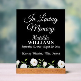 愛する記憶で白いフローラメモリアル アクリルサイン