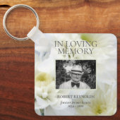 愛する記憶で白い花フォトキーチェーン キーホルダー (正面)