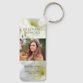 愛する記憶で白い花フォトキーチェーン キーホルダー (裏面)
