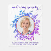 愛する記憶で紫色のユーカリ写真メモリアル フリースブランケット (正面)