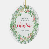 愛する記憶で赤い緑のリース写真記念 セラミックオーナメント (右)