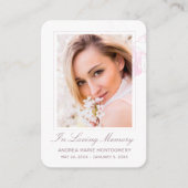 愛する記憶で赤面ピンクフローラ写真葬儀 名刺 (正面)