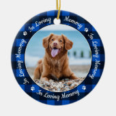 愛する記憶で青い格子犬の写真ペット記念碑 セラミックオーナメント (正面)