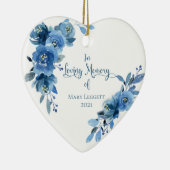 愛する記憶で青い白いクリスマスフローラ セラミックオーナメント (右)