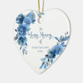 愛する記憶で青い白いクリスマスフローラ セラミックオーナメント (左)