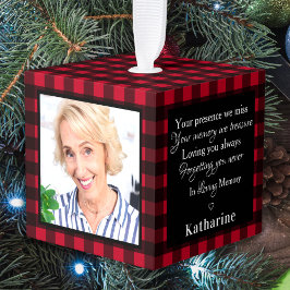 愛する記憶で3写真赤い格子碑 キューブオーナメント