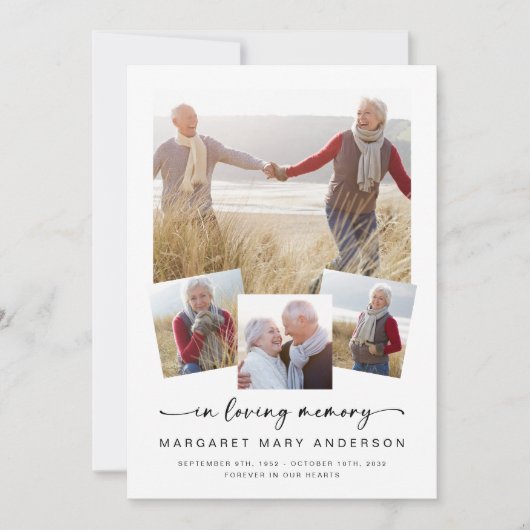 愛する記憶で4つの写真葬儀悔やみや弔慰 サンキューカード (正面)