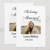 愛する記憶に捧ぐ 葬儀の記念品に名前と年を入れて 招待状 (正面/裏面)