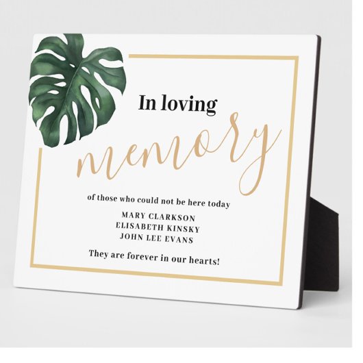 愛する記憶に モンステラの葉 ウェディングサイン フォトプラーク