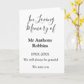 愛する記憶に 名の葬儀 記憶の記念品 カード (黄色い花)