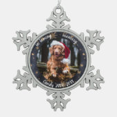 愛する記憶に | 犬の写真 ペット追悼 星 スノーフレークピューターオーナメント (正面)