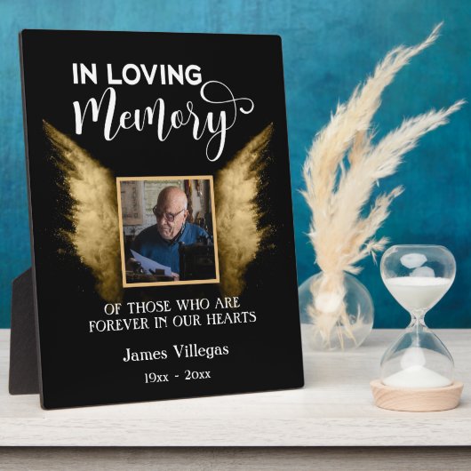 愛する記憶に 黒と金 カスタム写真 フォトプラーク (側面)