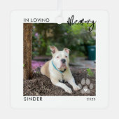 愛する記憶に 2枚の写真 ペットメモリアル パウプリント メタルオーナメント (正面)