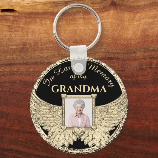 愛する記憶のおばあちゃん写真記念キーチェーン キーホルダー (正面)