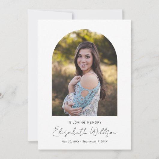 愛する記憶のアーチのフレーム写真葬儀記念碑 招待状 (正面)