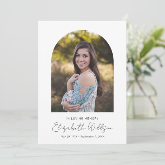 愛する記憶のアーチのフレーム写真葬儀記念碑 招待状 (スタンド正面)