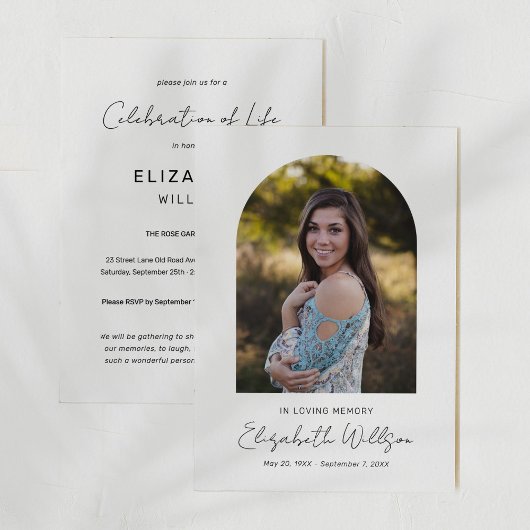 愛する記憶のアーチのフレーム写真葬儀記念碑 招待状