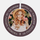 愛する記憶のクロス写真モダンのメモリアル ガラスオーナメント (裏面)