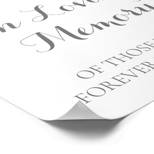 愛する記憶のサインのポスターのピンクの白い花 ポスター (角)