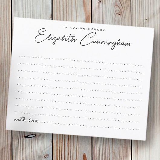 愛する記憶のシックなミニマリスト出席カード