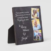 愛する記憶のパーソナライズされたモダンな3枚の写真の追悼記念品 フォトプラーク (正面)