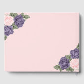 愛する記憶のピンクの紫のフローラ葬儀の写真 ゲストブック (裏面)