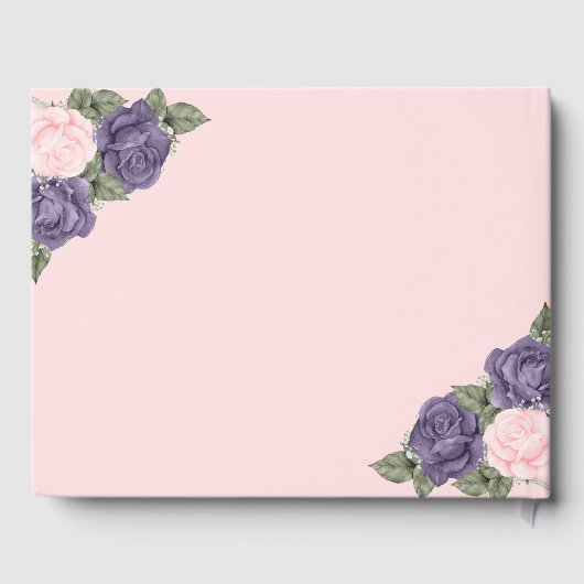 愛する記憶のピンクの紫のフローラ葬儀の写真 ゲストブック (裏面)